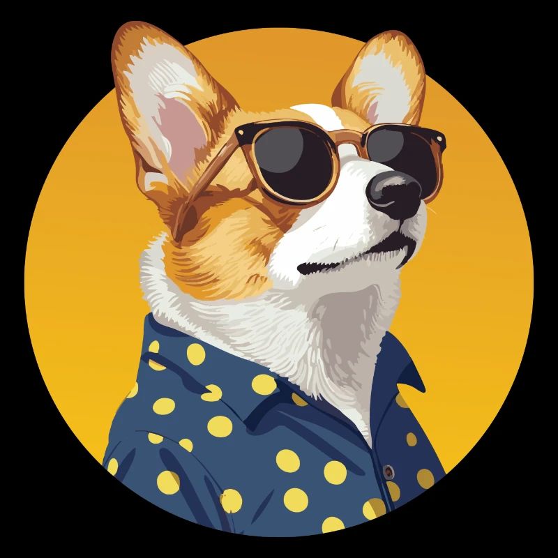 Chien corgi élégant dans une chemise à pois