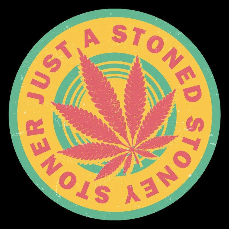 Vibrant Cannabis Leaf with Retro Circles