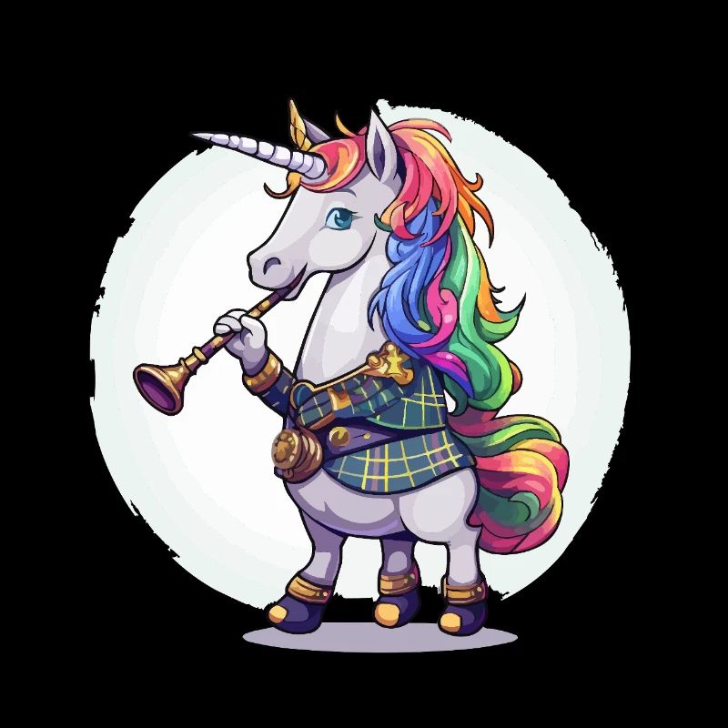 Buntes Einhorn mit Trompete