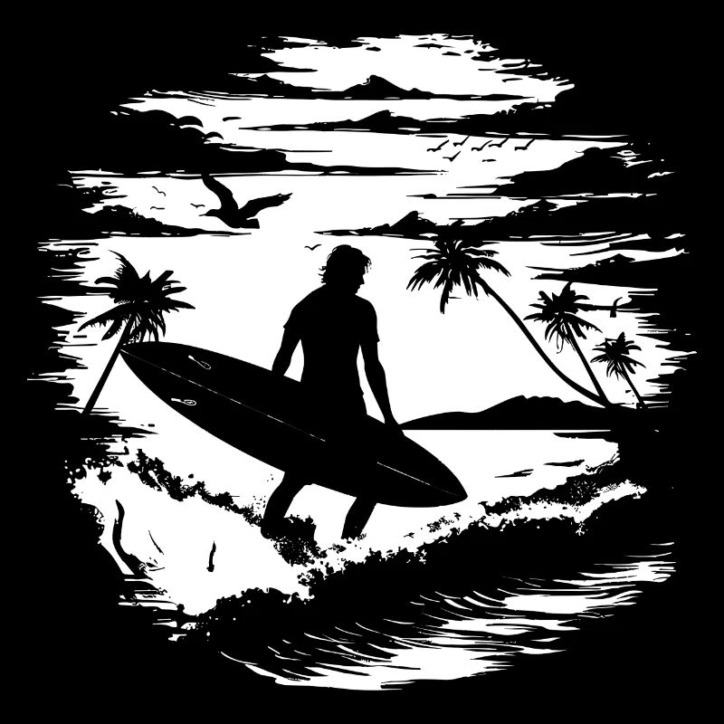 Dessin de surfeur
