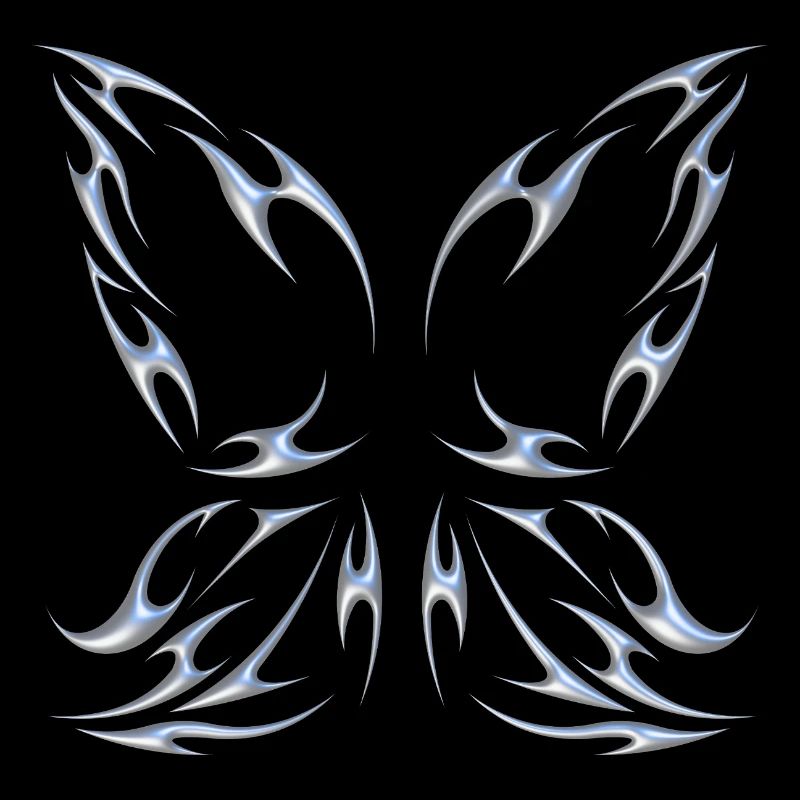 Chrome métallisé ailes de fée papillon design