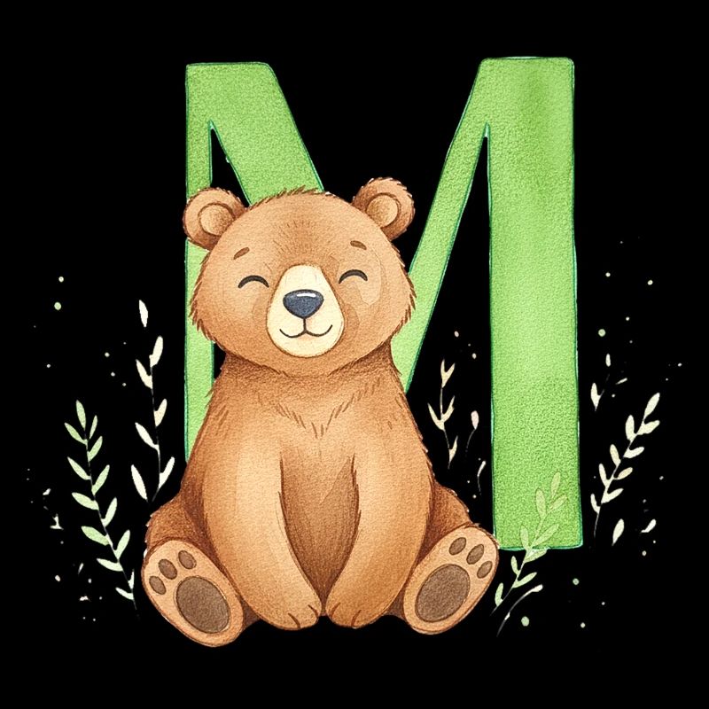 Ours devant le vert M – style aquarelle