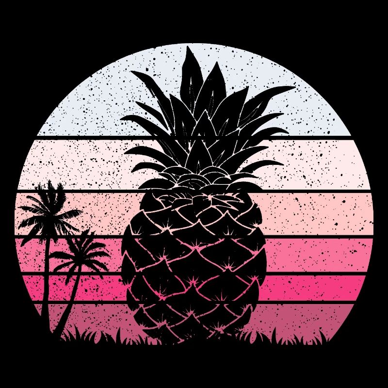 Pineapple Summer Sunset Vintage Beach