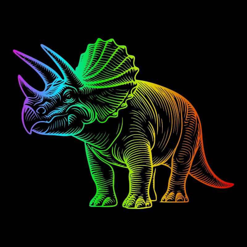 dinosaure triceratops arc-en-ciel