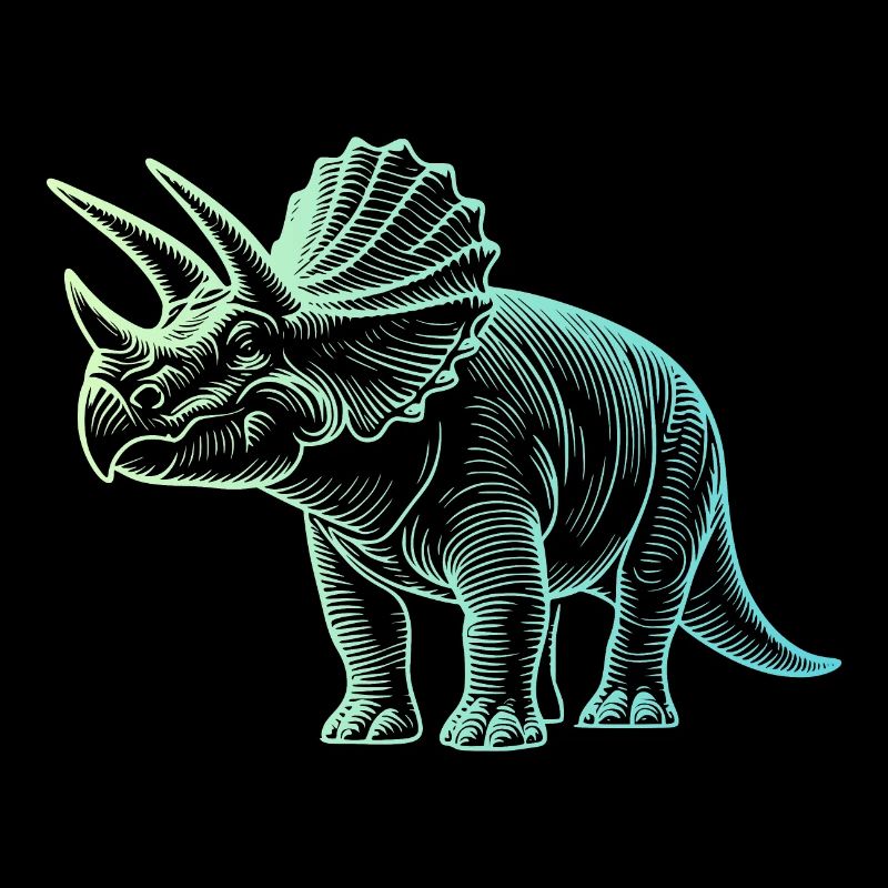 Triceratops Dinosaur Drawing Gradient Blue Green