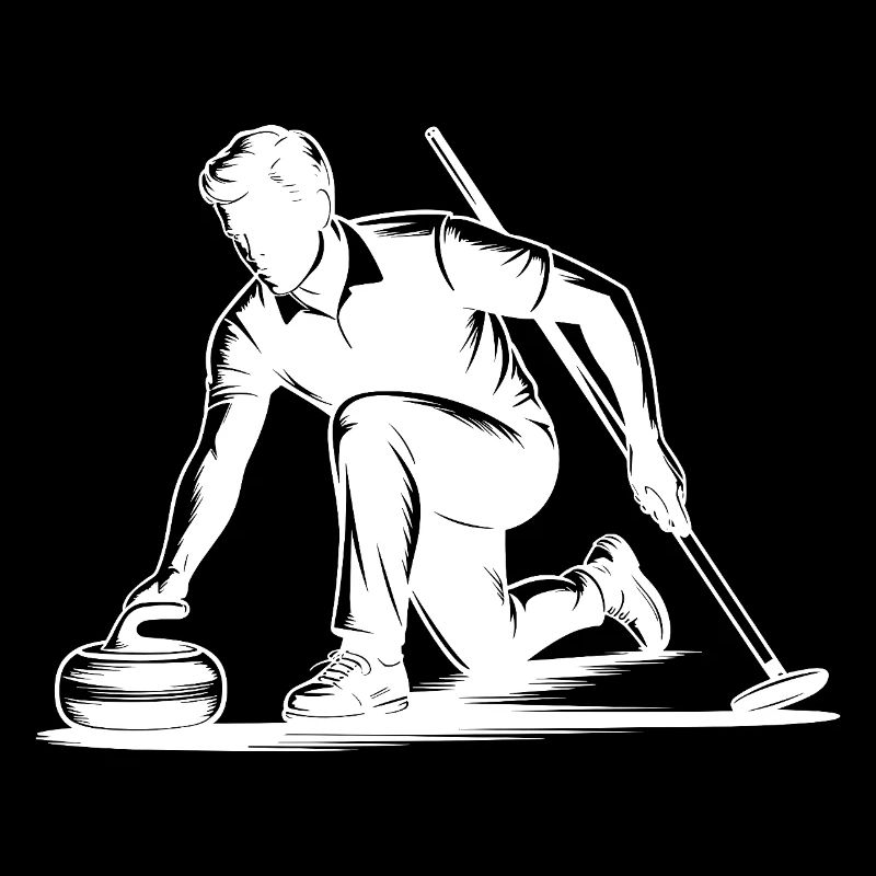 Curling Mann Sportler Action Silhouette