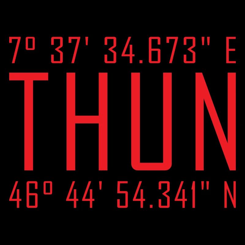 Thun Koordinaten – Rotes Typo Statement