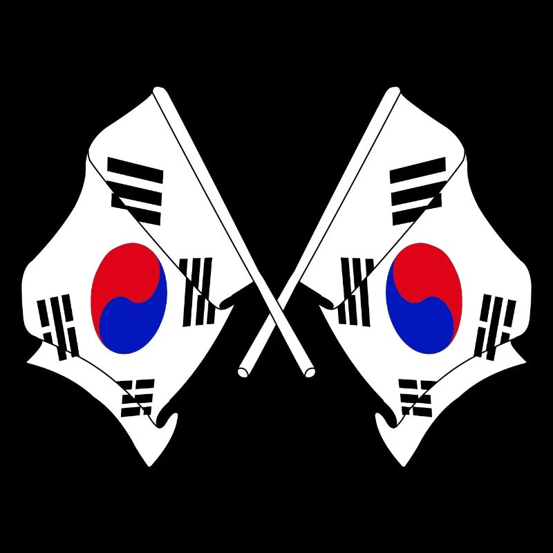 Deux drapeaux croisés de la Corée du Sud