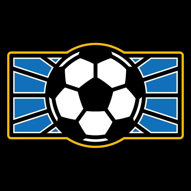 Retro Soccer Crest: Blue Radiant Rays