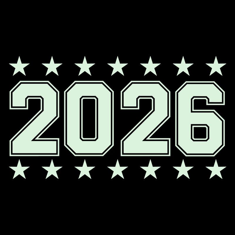 2026 Retro Block Font with Stars