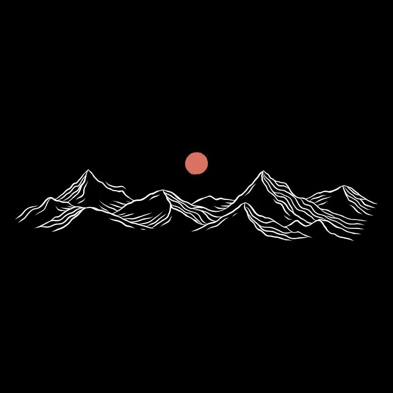 Crimson Sun Over Snowy Peaks