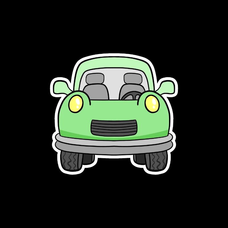 Vue frontale joyeuse de chariot vert