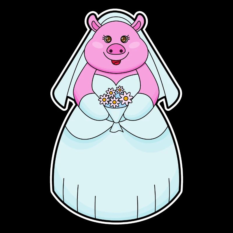 Cochon comme mariée avec voile