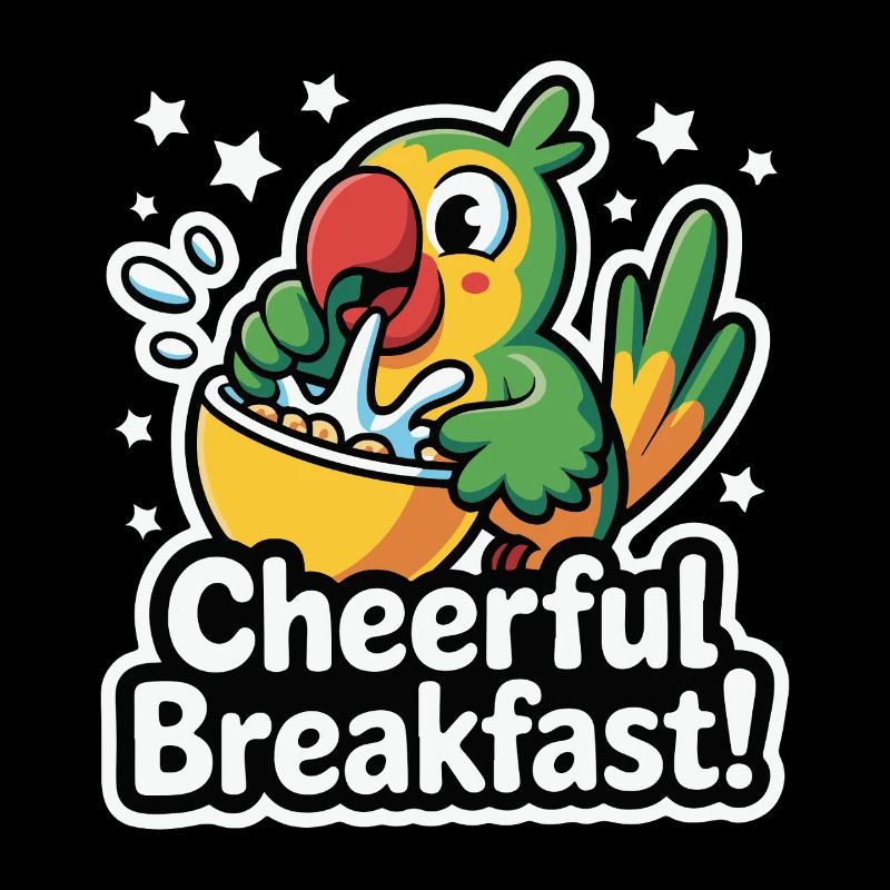 Perroquet dynamique avec un petit-déjeuner joyeux
