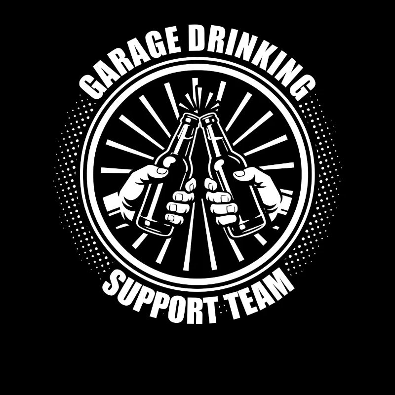Garage drinking support team car guy mechanic