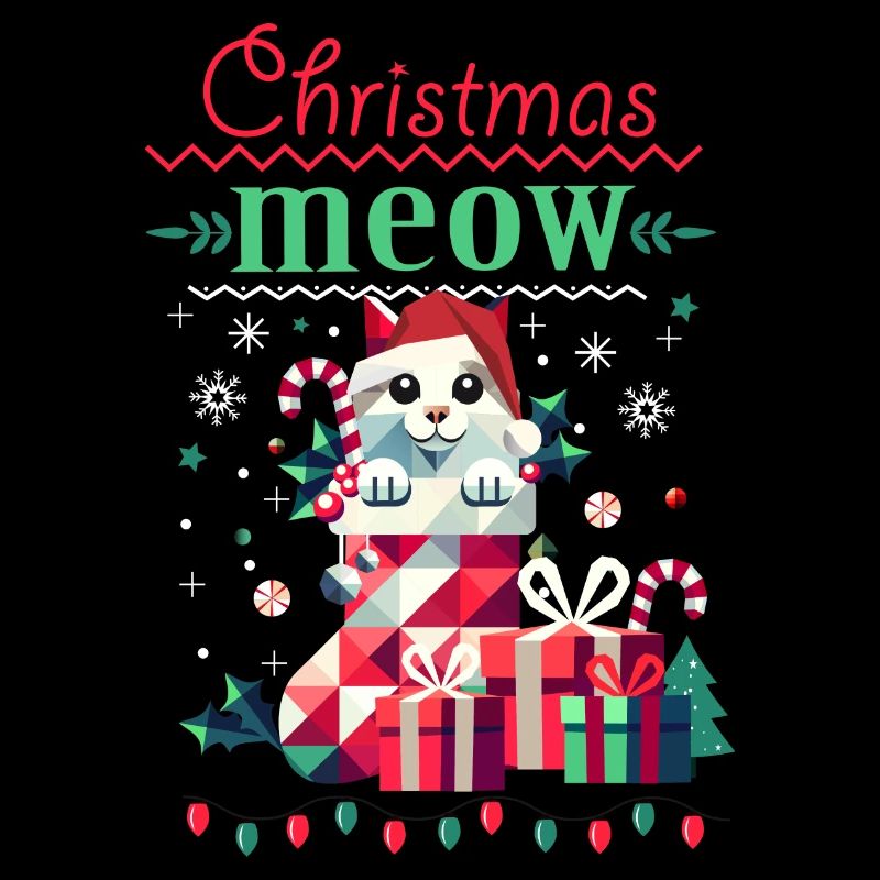 Chat espiègle en bas - Style de Noël laid