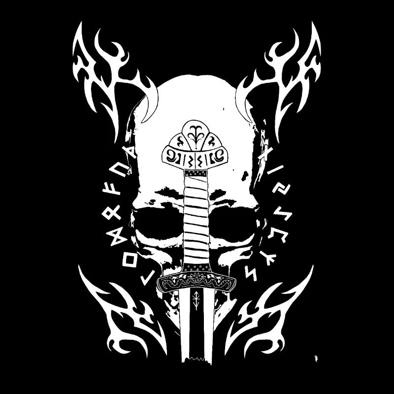 Rage noire avec runes et épée