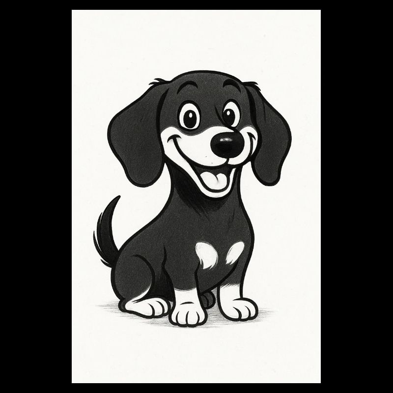 Teckel heureux noir et blanc