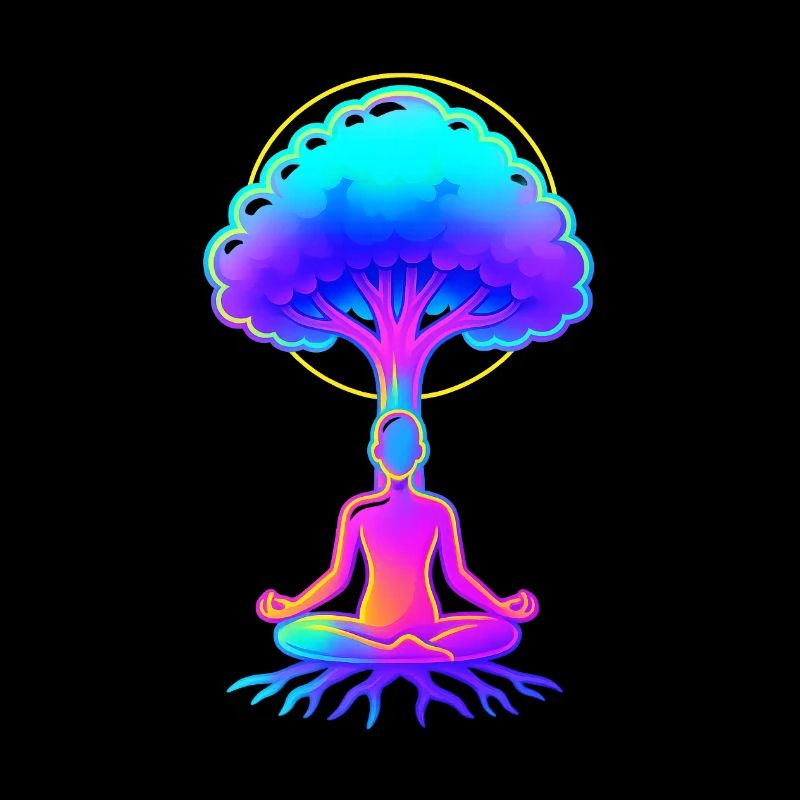 Neonbaum der Meditation