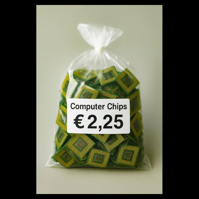 Étiquette de prix des puces informatiques