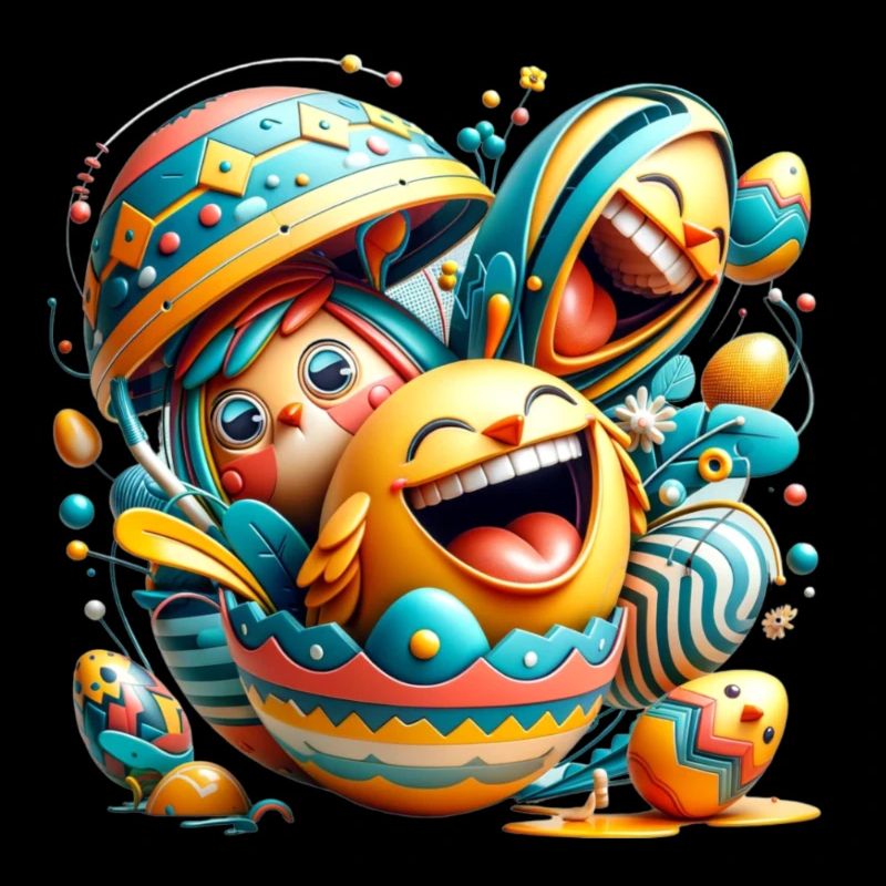 Easter graphic design in Mixed Dimensions style