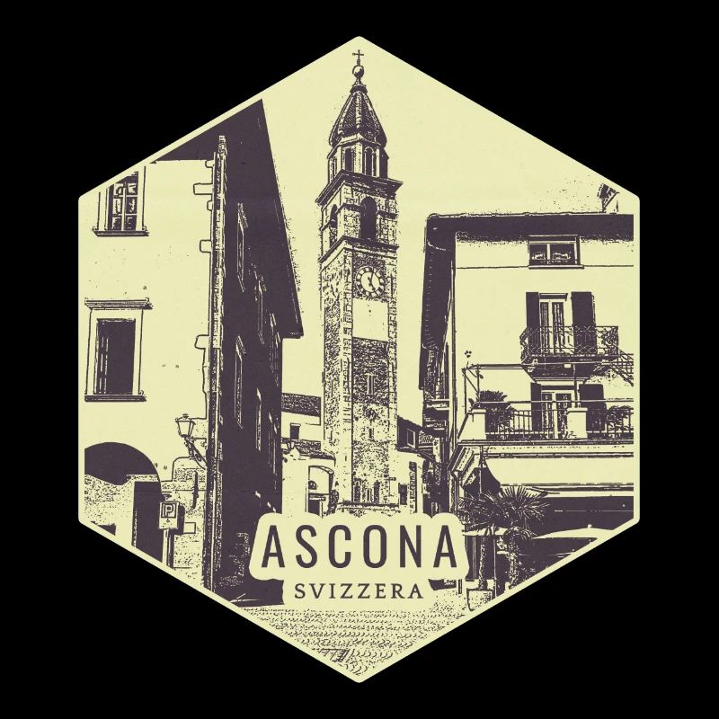 Ascona Stadtszene Vintage Stamp