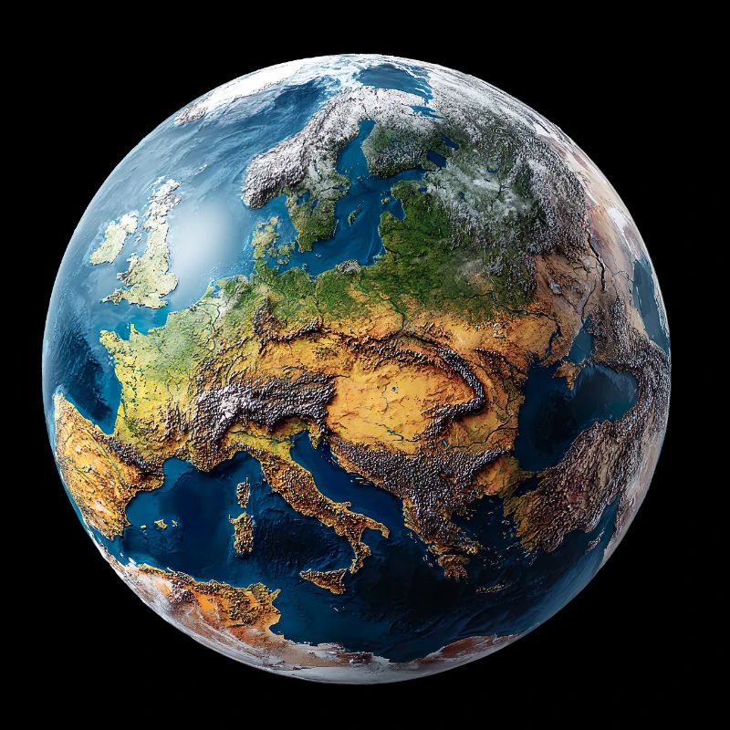 Conception du globe : paysage Europe-Asie