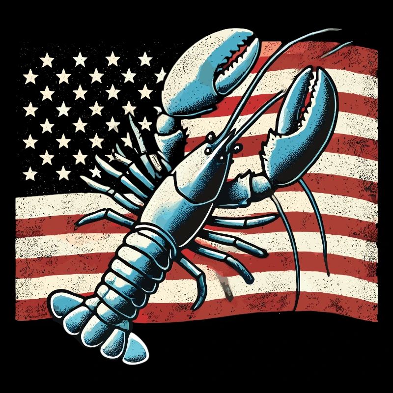 Homard devant le drapeau américain