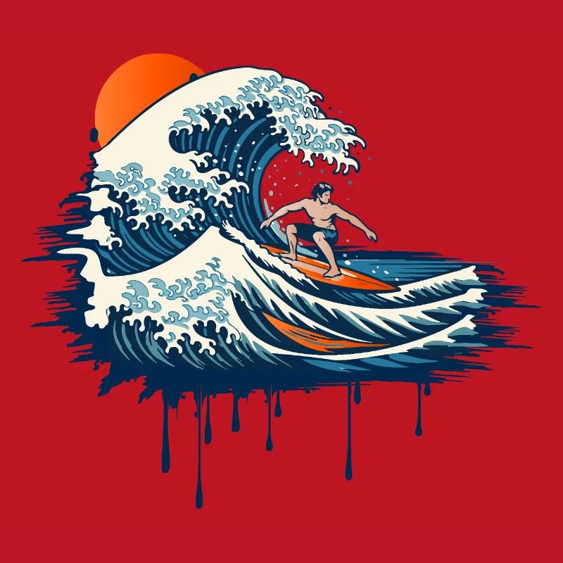 Dynamic Surf Illustration on Powerful Wave