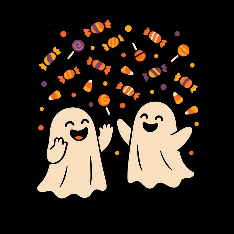 Humorous ghosts with sweets