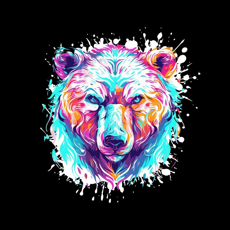Tête d’ours Pop Art Éclaboussures