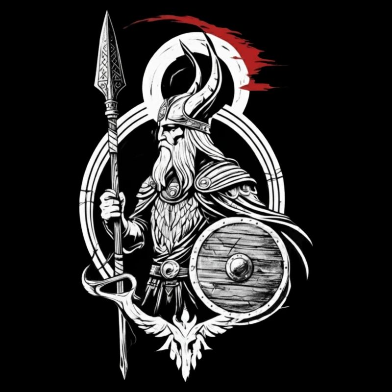 Shield Wall Warrior - Viking with Spear Design