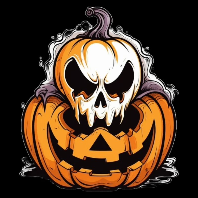 Spooky pumpkin with skull design