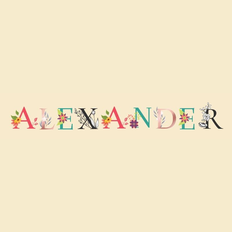 ALEXANDER Nom Art avec fleurs brodées