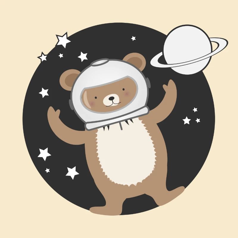 cute astronaut bear in comic style