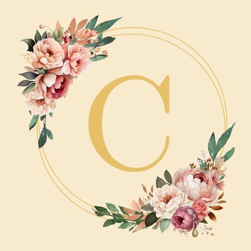 C Monogram, Couronne de fleurs, Personnalisable