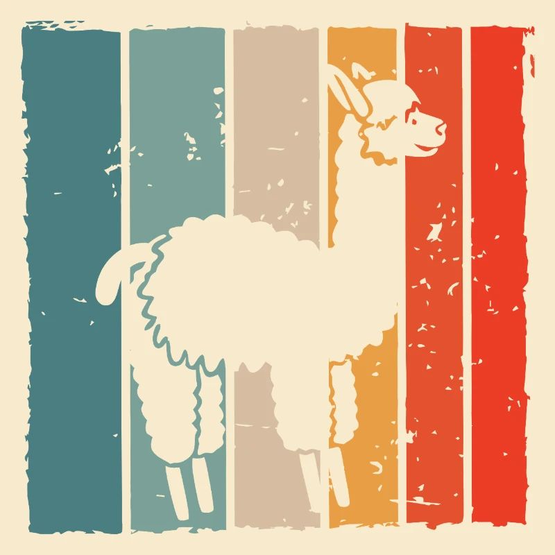 Llama Retro Stripe Print