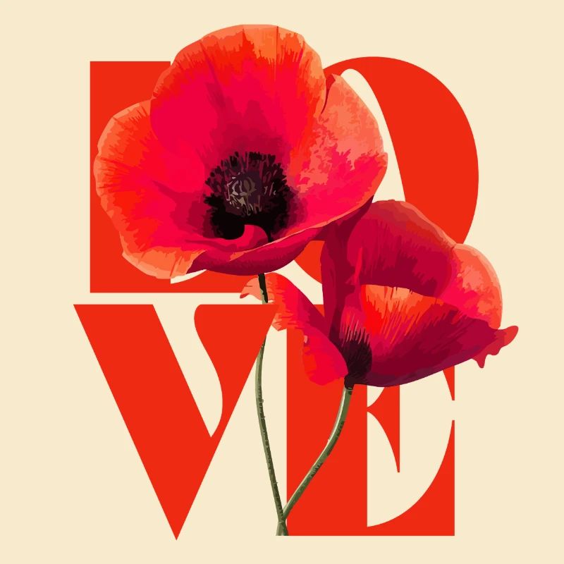 Lebendiges Mohnblumen-Kunstdesign