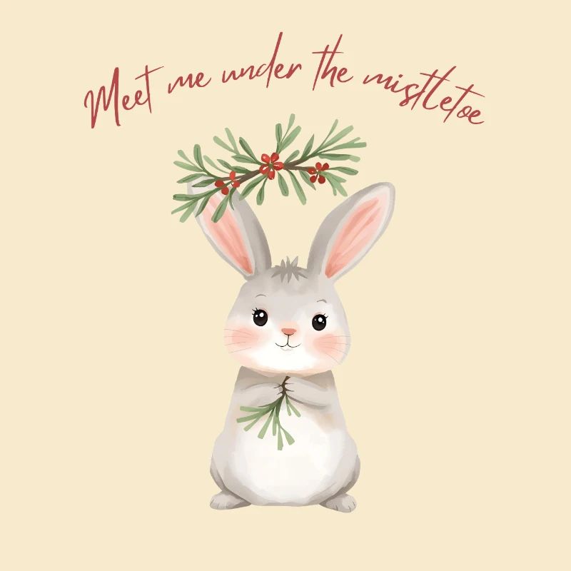 Lapin sous gui Conception de Noël