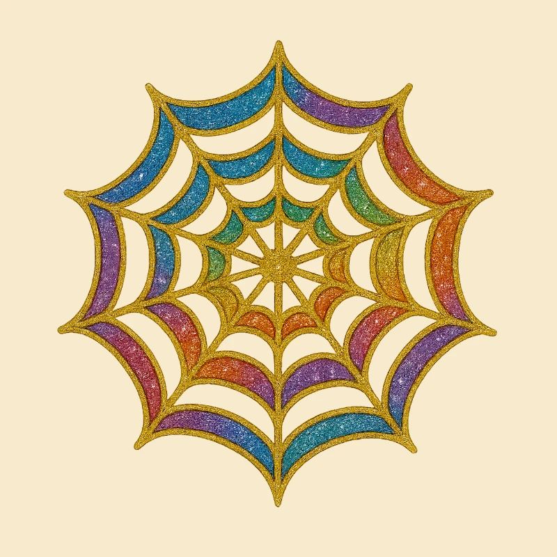 Spider Web | Rainbow Spider Web Gold Glitter