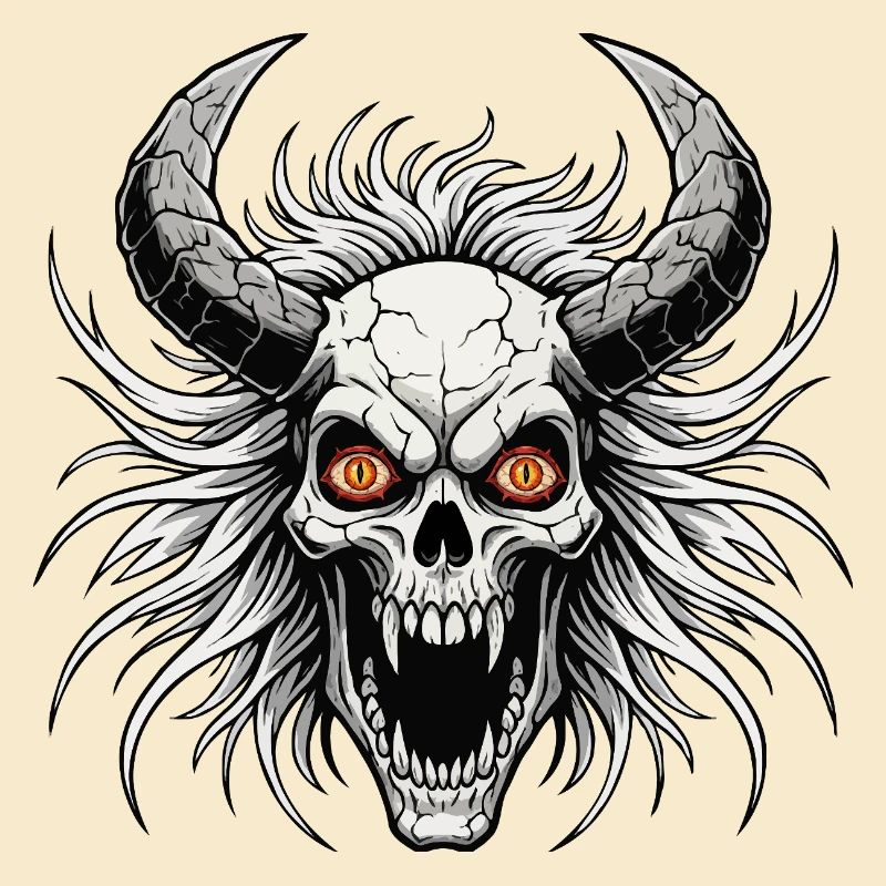 Devil skull with horns