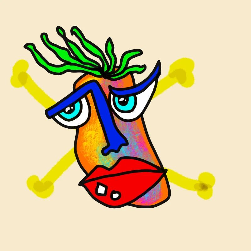 Colorful Face with Bone Backdrop