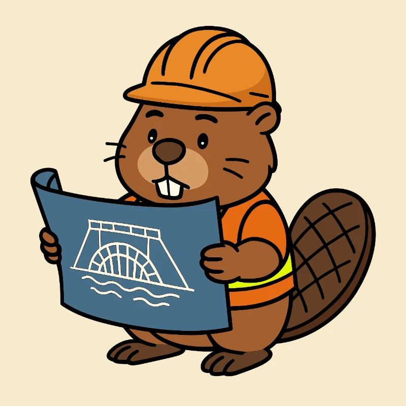 Beaver Construction Worker Bob Master Builder Plan Construction Dam