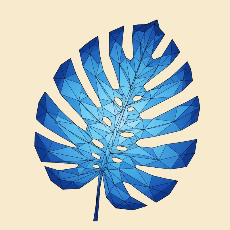 Geometric Monstera Blue Leaf