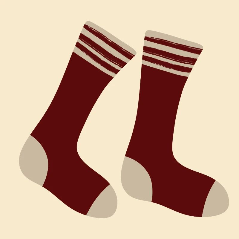 Maroon Striped Toe Socks