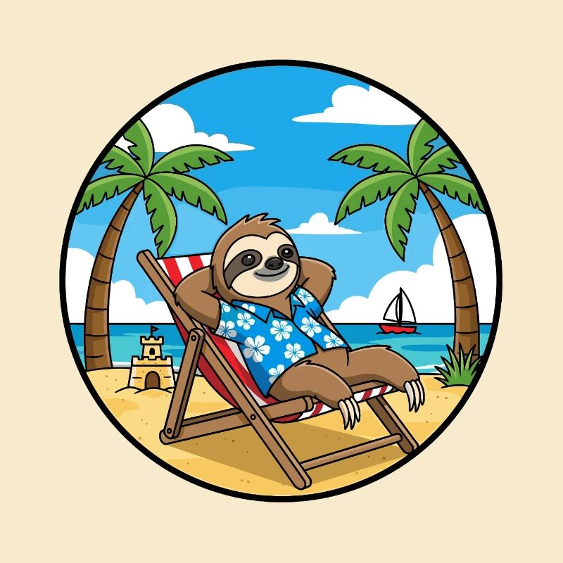 Cool Sloth Beach Vacation Summer Vibes