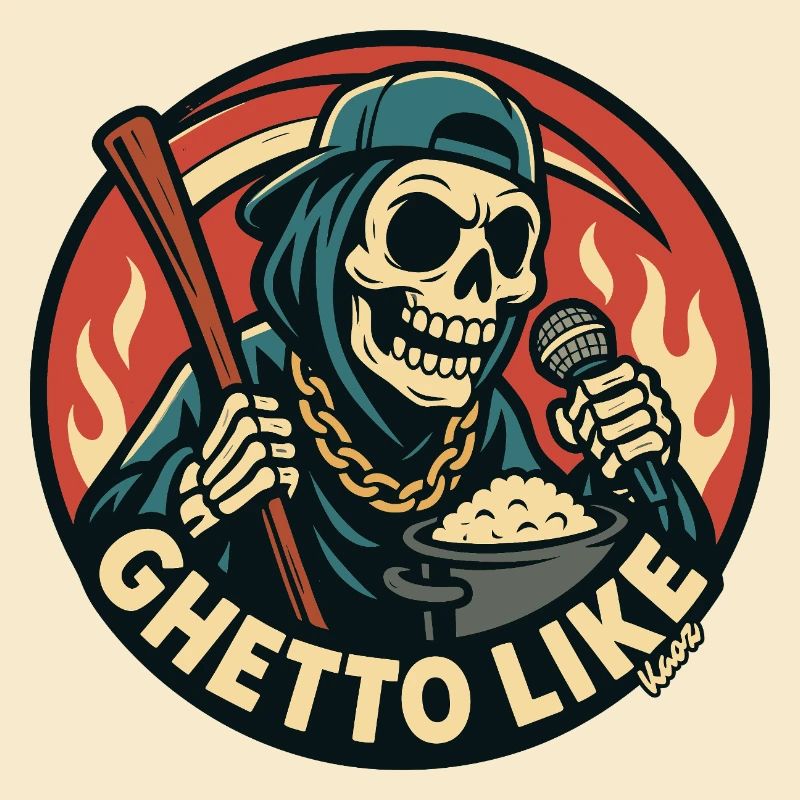 Skeleton with Microphone and Ghetto Like