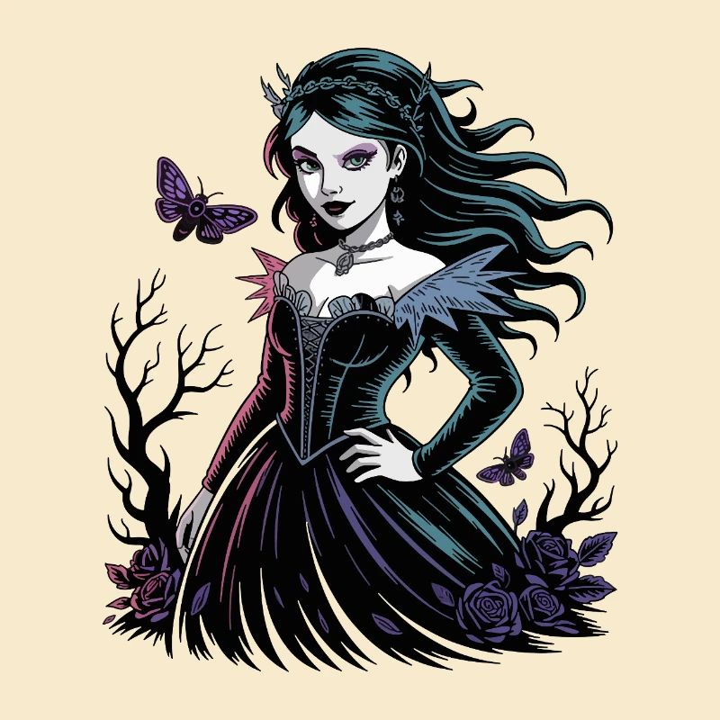 Dark Blossoms Gothic Lady