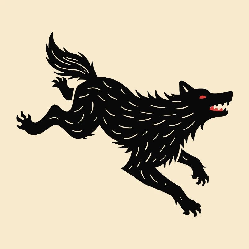 Schwarzer Wolf läuft