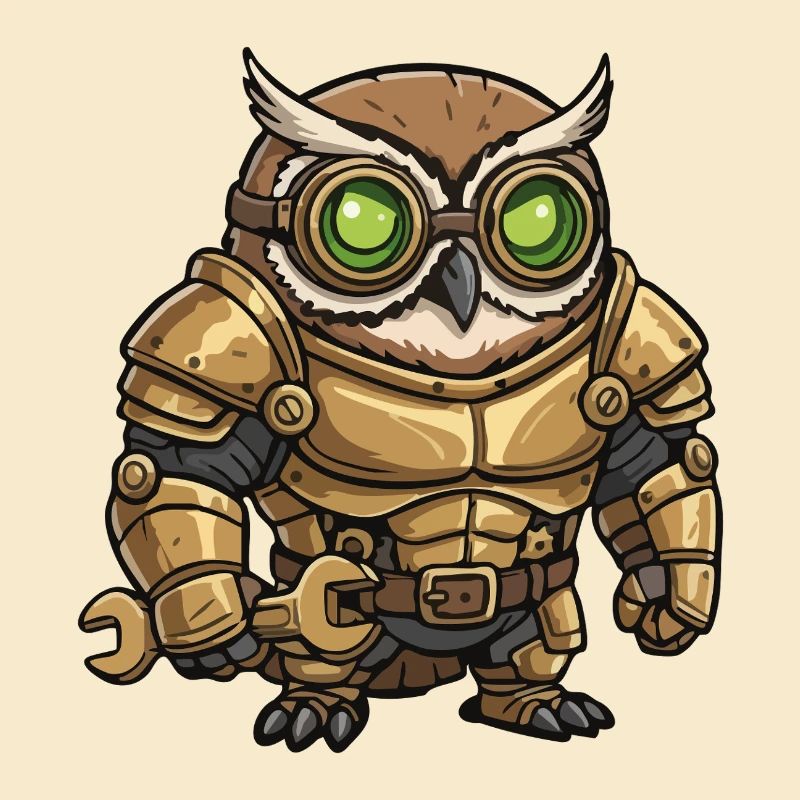 Owl Engineer Steampunk Golden Armor